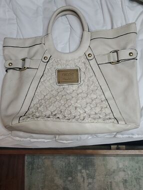 Nicole by Nicole Miller Ivory Woven Panel Tote